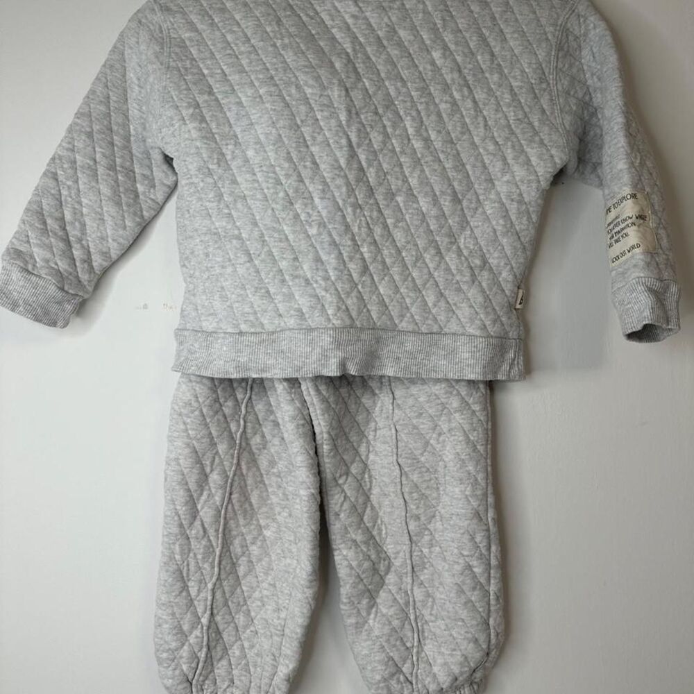 Easy-peasy Grey Quilted Sweat Set Kids